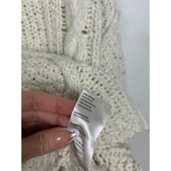 Free People Cutting Edge Cable Knit Pullover Sweater Cream Sz Small - Picture 8 of 10